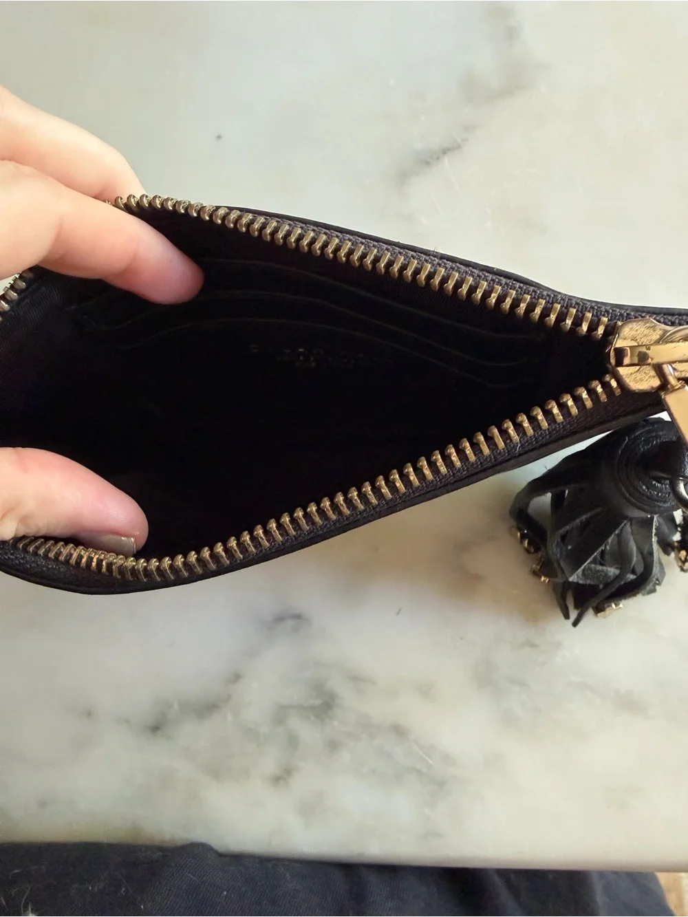 Black Leather Wallet with Tassel